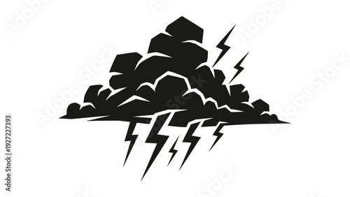 Black Stormy Cloud with Lightning Bolts.