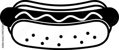 Classic hot dog icon featuring simple line art design for street food and takeaway menu – Black Vector Illustration