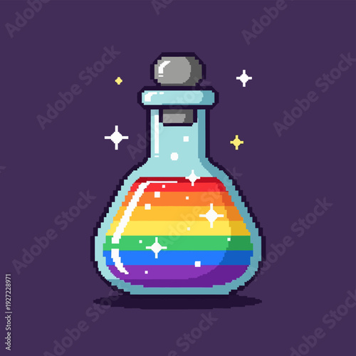 Rainbow Potion Bottle with Sparkles.