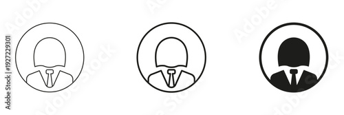 Businessperson Avatar Line And Solid Icon Set. Professional Identity, Corporate Profile, And Executive Outline And Silhouette Symbol Collection. Isolated Vector Illustration