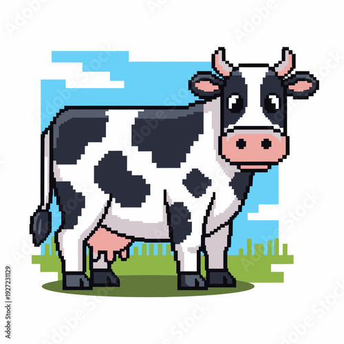Black and White Cow Standing.