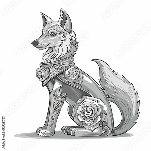 Illustration of a Decorative Fox Statue.