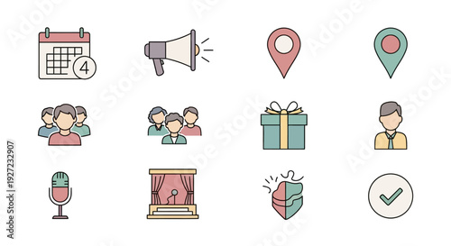 Collection of various colorful icons.