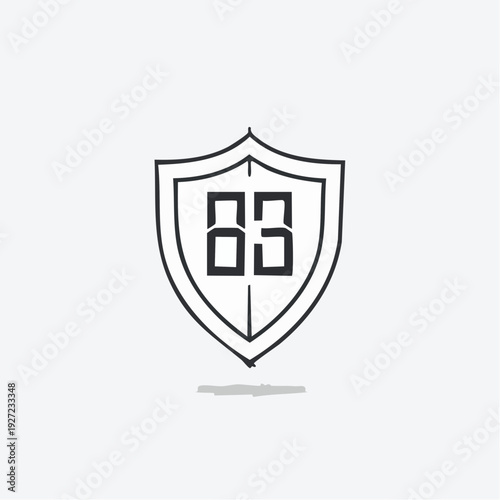 Shield Logo with Number Eighty Three.