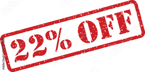 An eye catching red grunge stamp clearly indicating a twenty two percent saving for shoppers