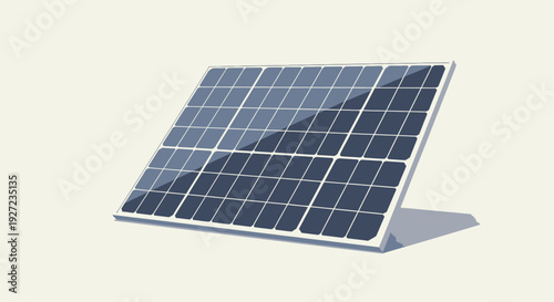 Solar Panel with Grid Pattern on White Background.