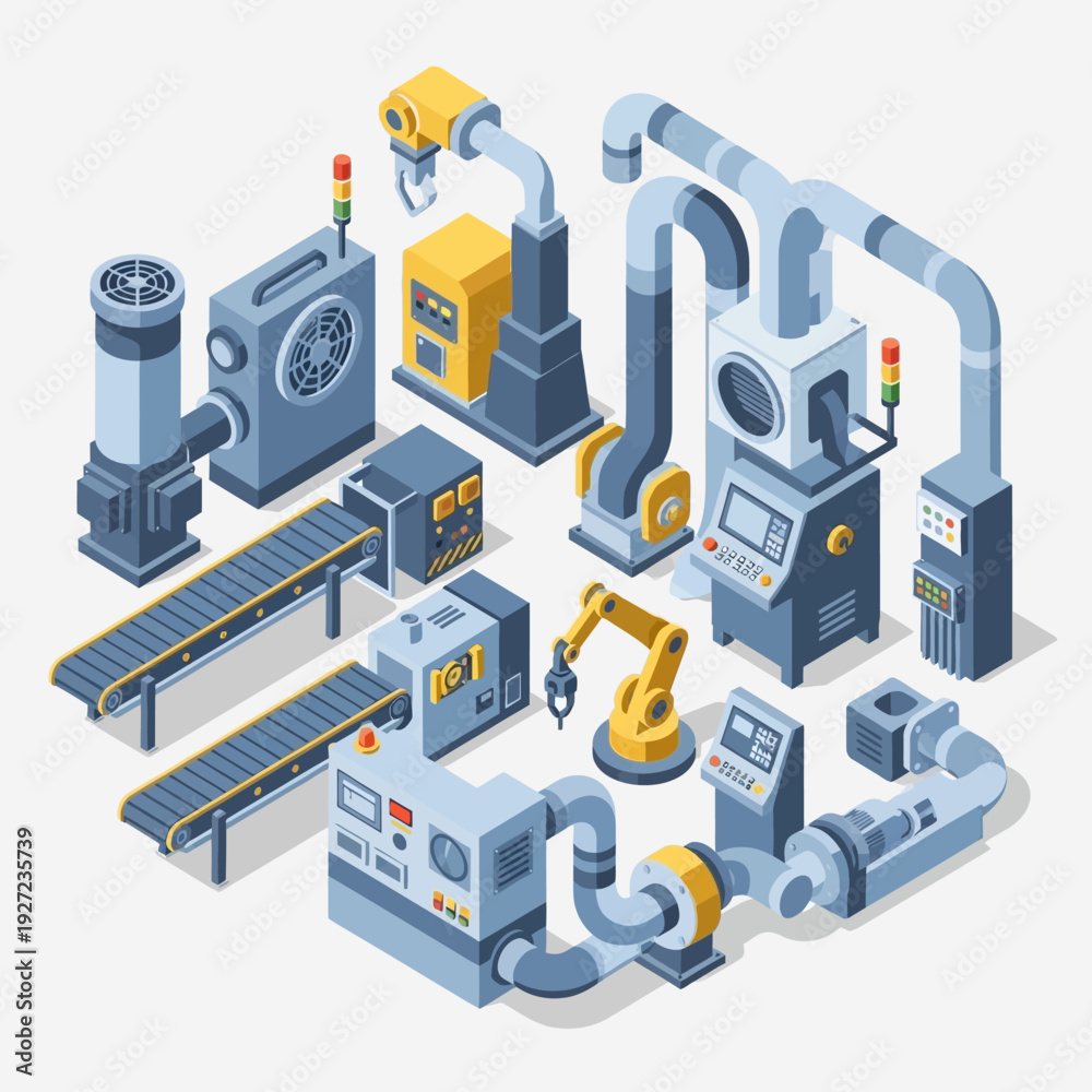 Obraz premium Industrial machinery and equipment in a factory setting.