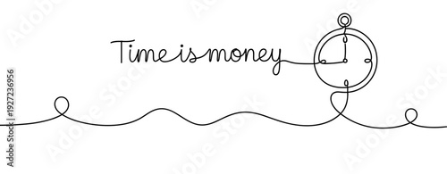 Time is money concept with minimalist stopwatch line art. No editable stroke