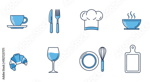 Kitchen Utensils and Dining Accessories Illustration.