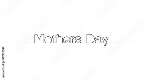 mothers day single line animated continuous typography intro celebration animation illustration video, happy mother's day text self drawing one line art