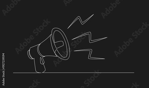 Continuous Line Drawing Megaphone with Sound Waves for Announcement and Communication