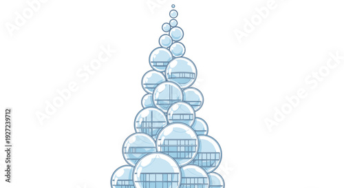 Bubbles ascending in a water column, representing growth and rise in a dynamic liquid environment