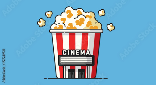 Cinema Popcorn Bucket Illustration - A Classic Movie Snack Experience