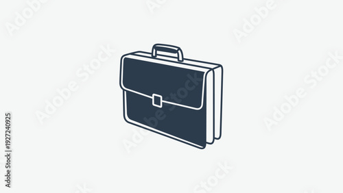 Simple illustration of a dark blue briefcase on a white background.
