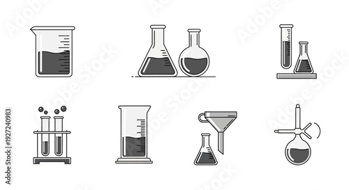 Laboratory equipment icons for science and research purposes.