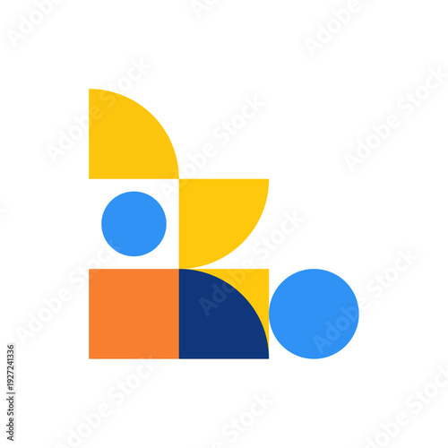 Fotografie Modern Geometric Shapes Composition – Bauhaus Inspired Abstract Design