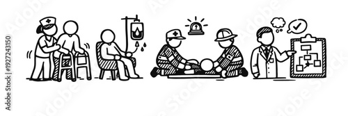 Healthcare professionals and emergency responders in action