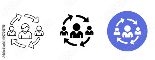 Teamwork and collaboration icons in different styles