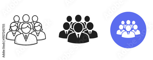 Group of business professionals icons in various styles
