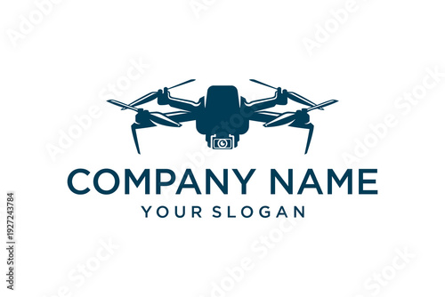 Modern Drone Logo Icon with Camera for Aerial Photography and Technology Companies