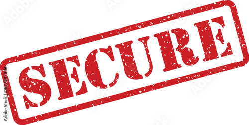 A prominent red rectangular rubber stamp imprint clearly shows the bold uppercase word SECURE on a crisp white background