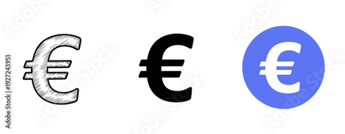 Euro symbol evolution: sketch to digital blue circle design