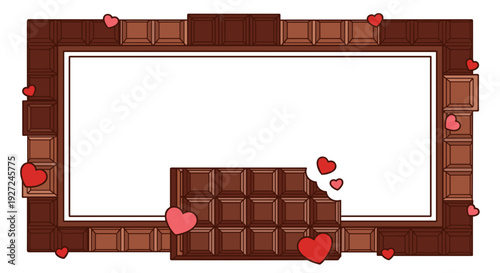 Romantic love scene with hearts and chocolates on a wooden table
