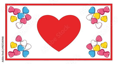 Valentines day heart surrounded by colorful lovethemed icons