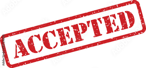 A red stamp marking ACCEPTED clearly indicates a positive outcome on a piece of important paperwork
