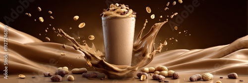 Delicious Peanut Butter Coffee Milkshake with Liquid Splash