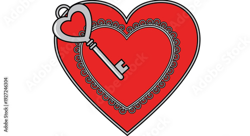 Heart with key symbolizing love and connection