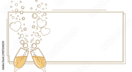 Celebration of new year with champagne glasses clinking and bubbles