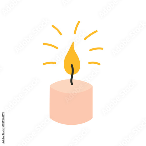 Candle Flame. Burning wax candle. Vector isolated.