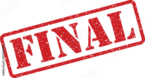 A striking red ink stamp displaying the definitive word FINAL on a clean white backdrop