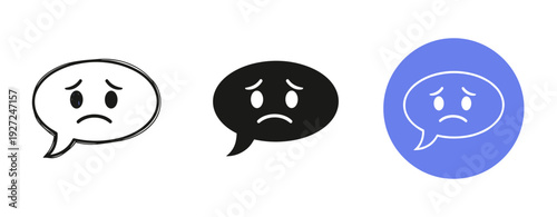 Sad expression icons: three variations of unhappy speech bubbles