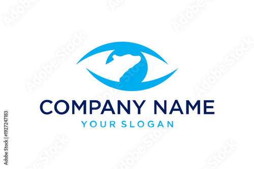 Blue Eye and Polar Bear Silhouette Logo Design Concept