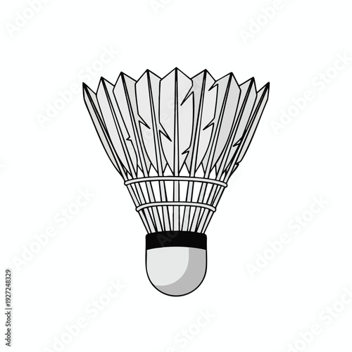 Isolated black and white shuttlecock illustration