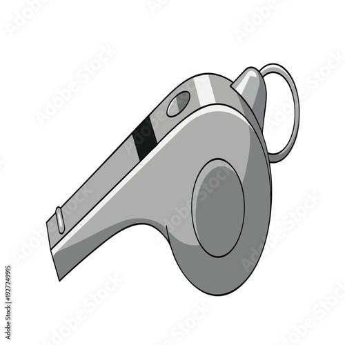 Silver Whistle on White Background