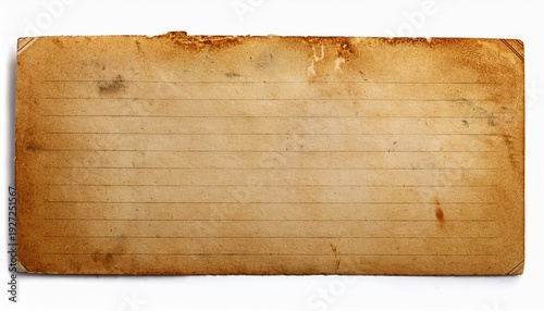 Dirty Old Yellowing Blank Index Paper Card Isolated On White
