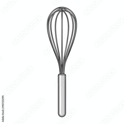 Silver Kitchen Whisk on White Background