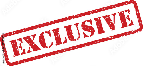 Prominent red rubber stamp impression with the word EXCLUSIVE in a rectangular border on white