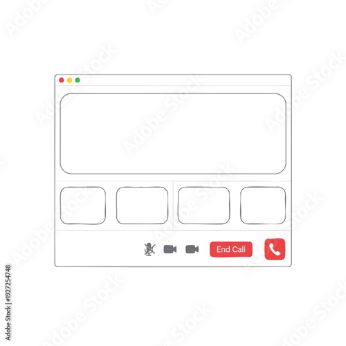 Online Video Call on Computer Screen with Video Call Interface