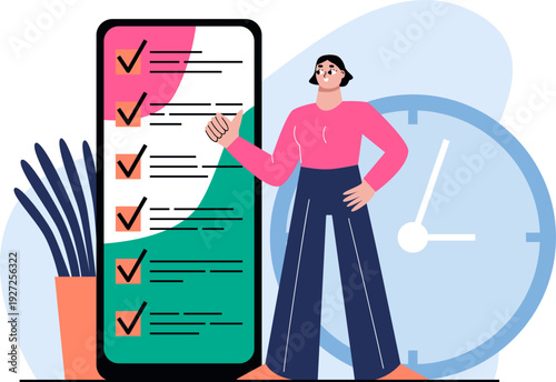Checklist app. Work task planning color icon