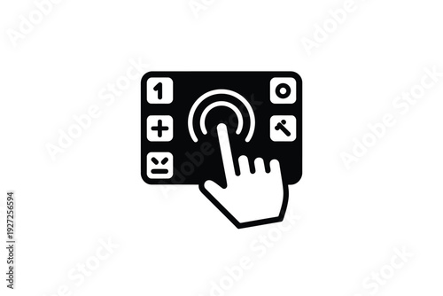 Black Calculator Icon With Number One Plus Minus