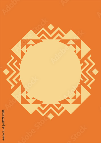 Banner in ethnic ornament style. Round frame cover