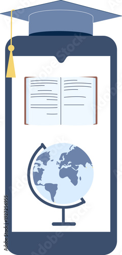 Online education on smartphone screen. App color concept