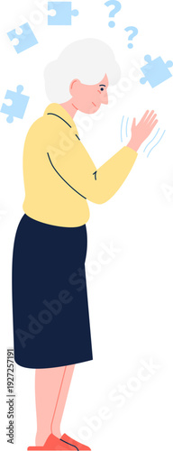 Puzzled woman with memory loss and cognitive problem symptoms