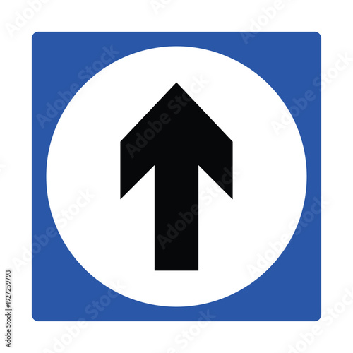 Emergency Exit Direction Icon – Up Arrow Safety Symbol, Blue Evacuation Route Sign for Building Egress, Stairway Guidance, Office, Mall, Hospital and Public Facility Wayfinding