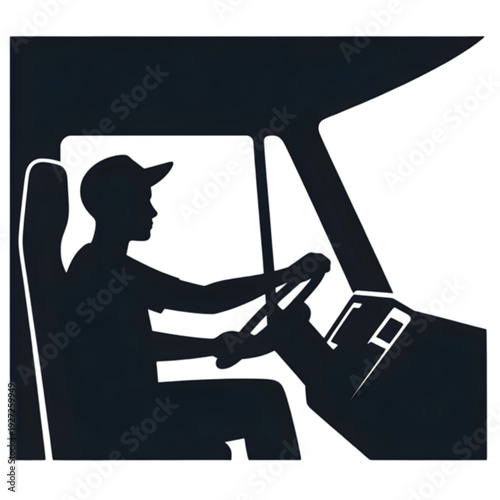 Man driving a vehicle isolated on transparent background.