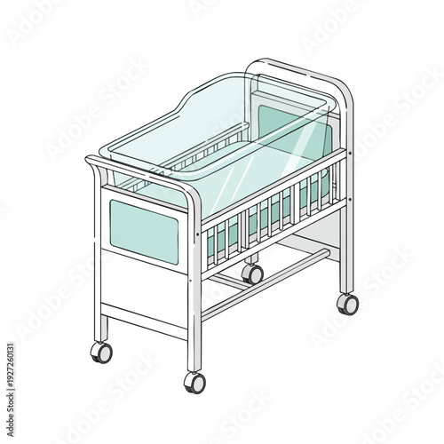 Modern Hospital Baby Bassinet on Wheels for Neonatal Care
